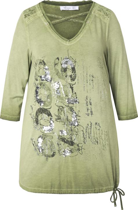 Actual product image Miamoda Long tie-up hem shirt with decorative print (48)