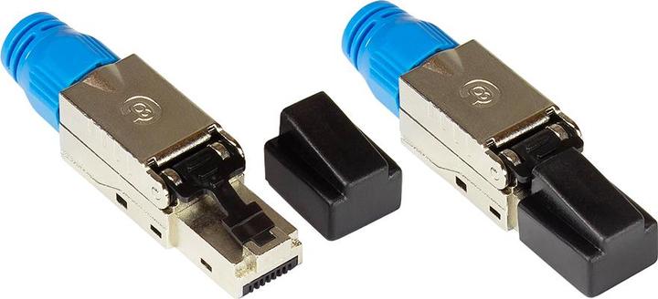 Actual product image Good Connections RJ45 plug Cat. 8.1, tool-free / field-attachable, STP shielded, metal (S/UTP, CAT8.1)
