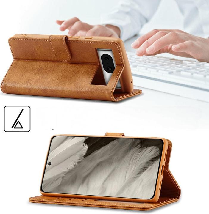 Produktbild LC.Imeeke Google Pixel 8 - Leder Etui Hülle beige (Google Pixel 8)