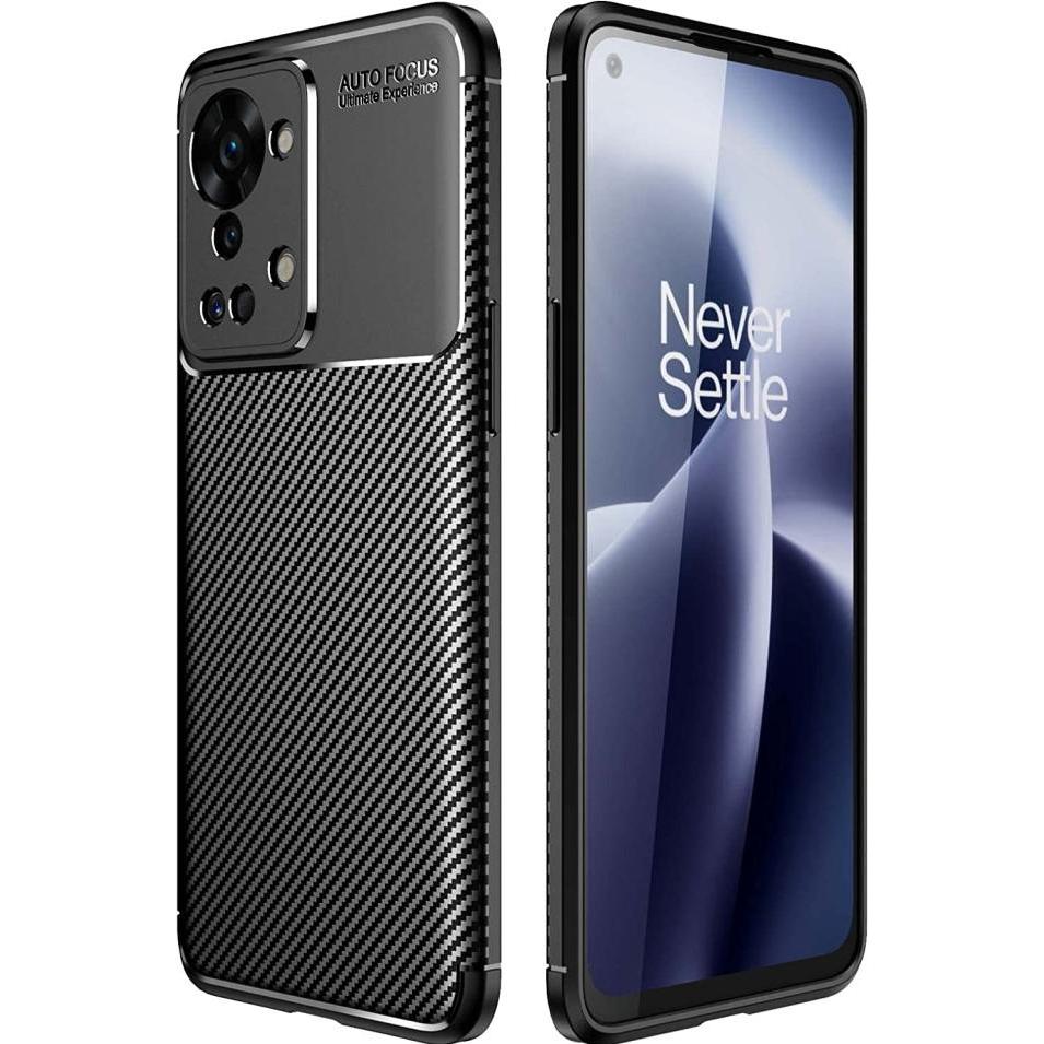Screenguard OnePlus Nord 2T Hülle Carbon Design TPU Case (OnePlus Nord 2T), Smartphone Hülle, Schwarz