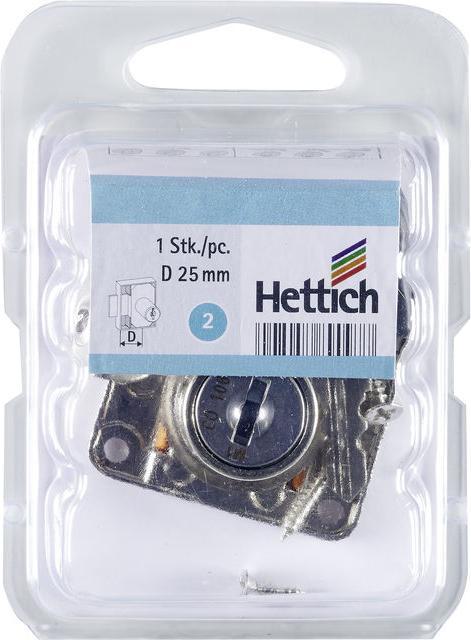 Immagine prodotto Hettich Zylinder-Aufschraubschloss unterschiedlich schlieend Trstrke 13-20 mm Stahl vernickelt