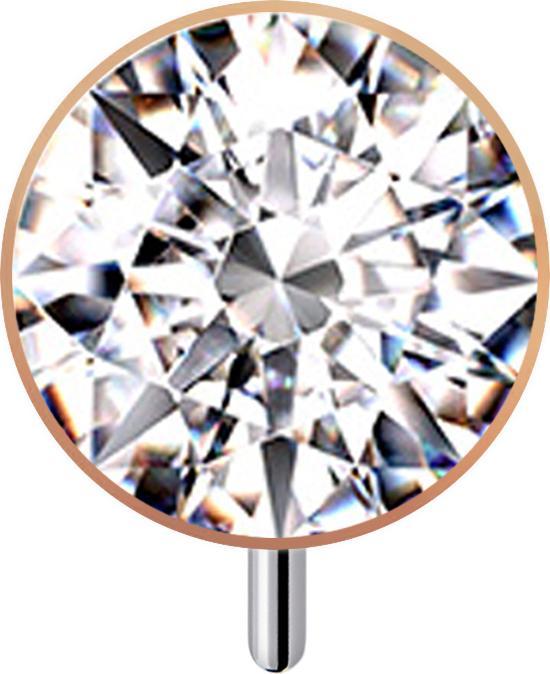 Produktbild Star Piercing Threadless Halbkugel rosegold front mit Kristall silber (ohne Messing, Titan)
