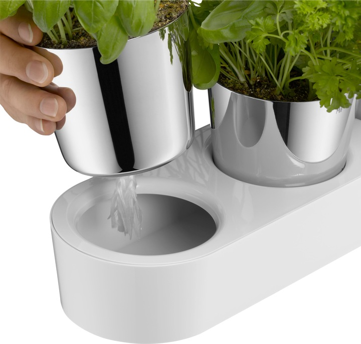 Produktbild WMF Kräutertopf Set 3tlg mit Bewässerungssystem Gourmet Edelstahl Kunststoff (14 cm)