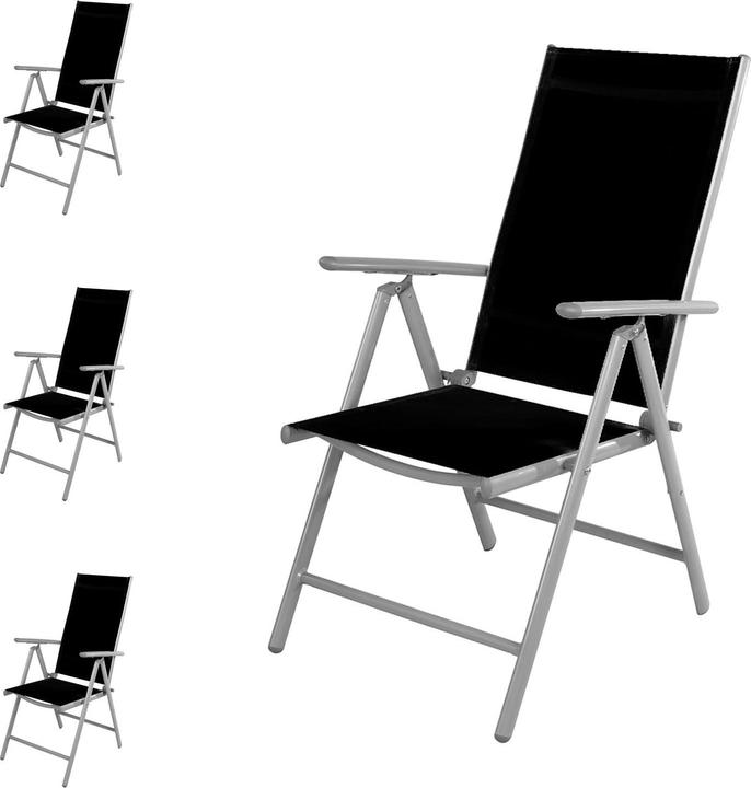 Actual product image Mojawo 4 pieces garden folding chair aluminium - textiles silver grey/black