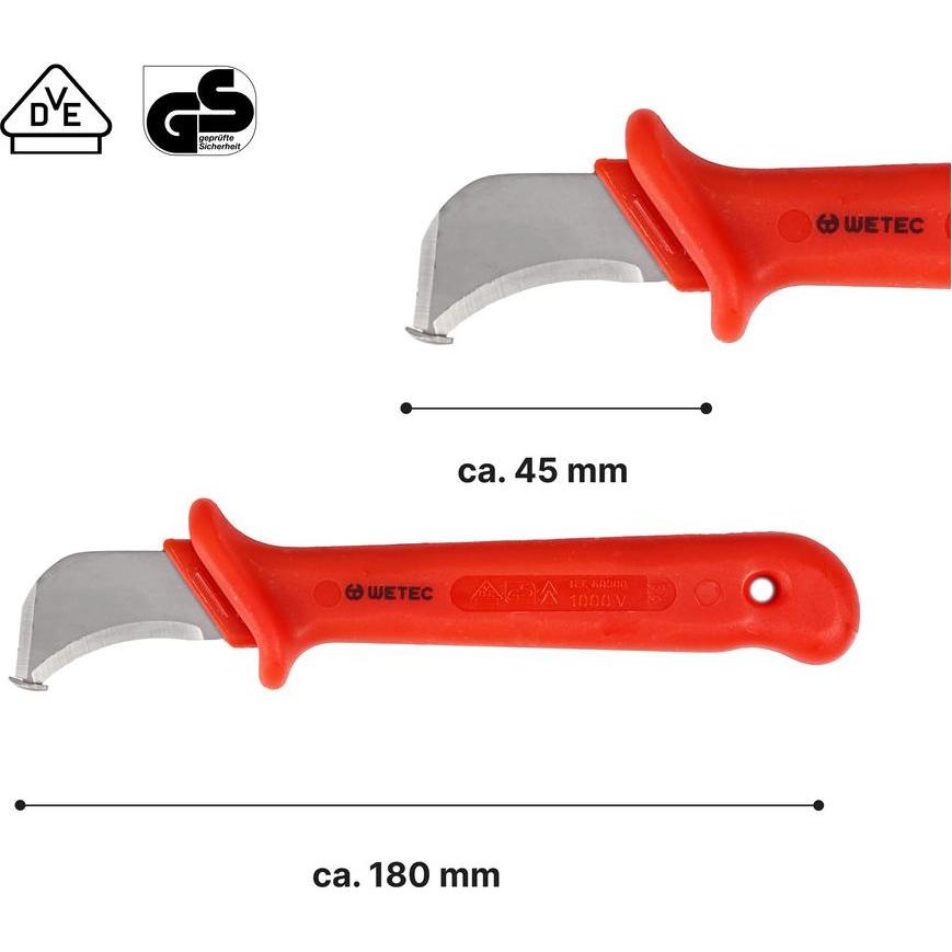 Thumbnail - Wetec, Cutter, Abmantelungsmesser, Klinge mit Gleitfuss und Kappe, VDE