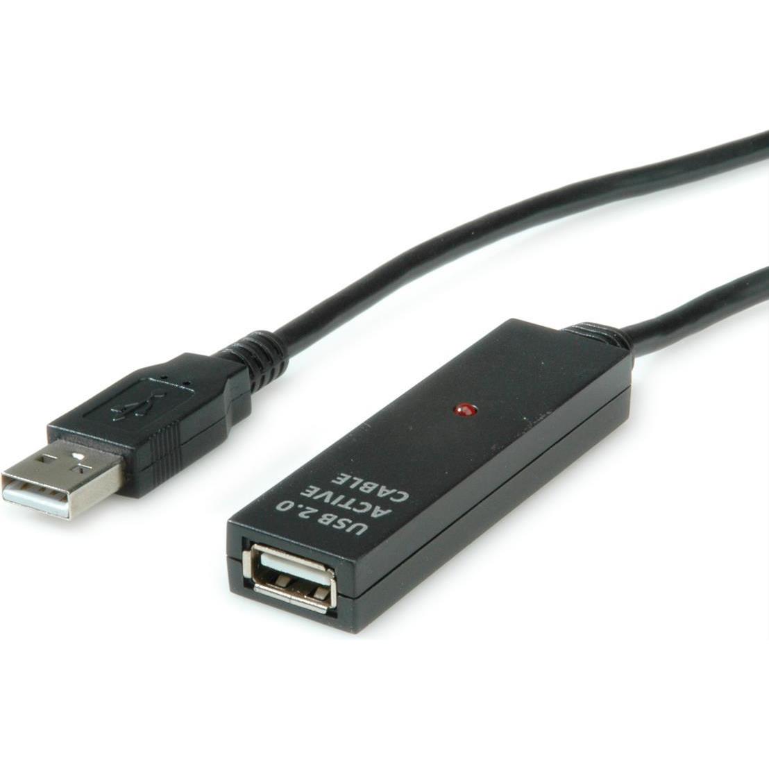 Value USB2.0 aktive Kabelverlängerung (30 m, USB 2.0), USB Kabel