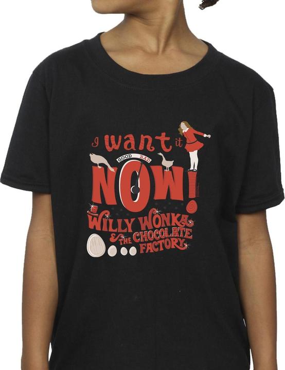 Actual product image Willy Wonka & the Chocolate Factory Girls Verruca Salt I Want It Now Cotton T-Shirt (152, 158)