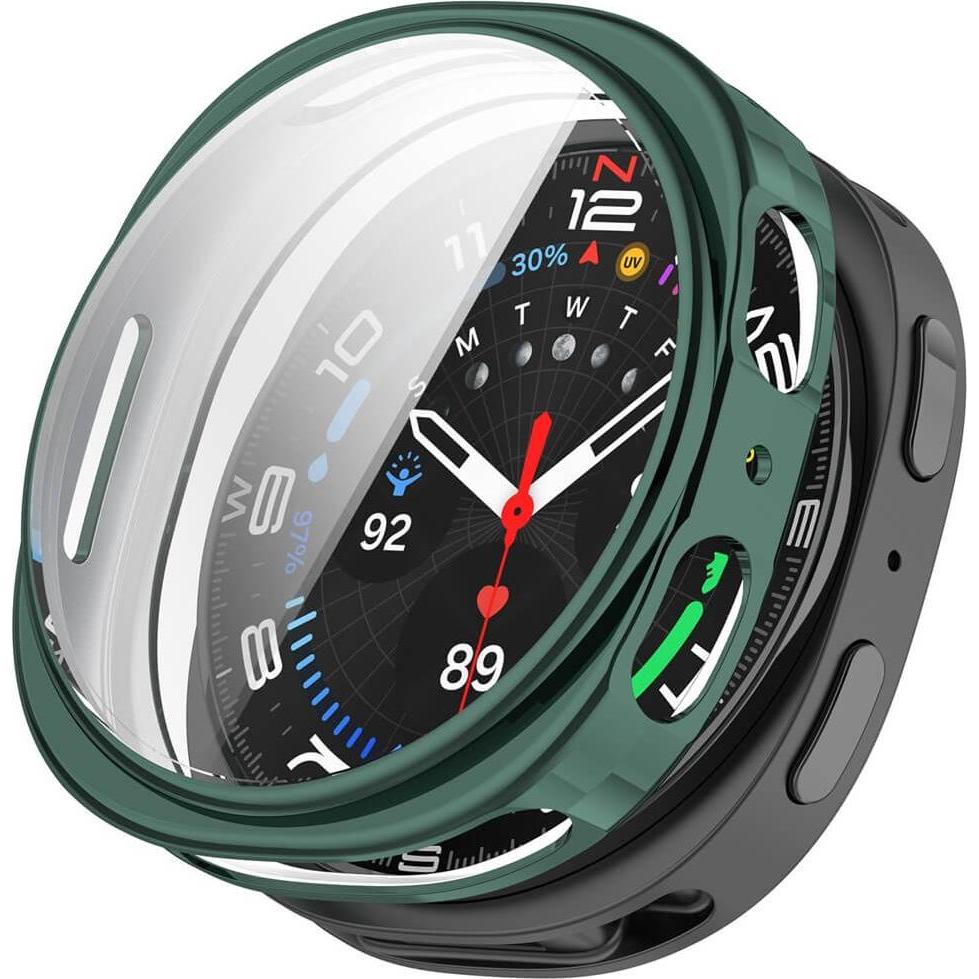 Cover-Discount Samsung Galaxy Watch 8 - Gummi Schutz Case Metall-Look, Accessori per smartwatch, Verde