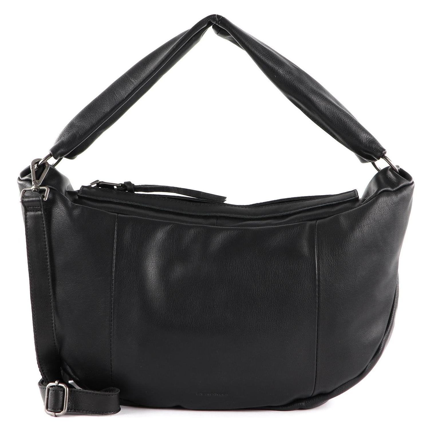 FredsBruder, Damen, Handtasche, Rousur Schultertasche Leder 50 Cm, Schwarz