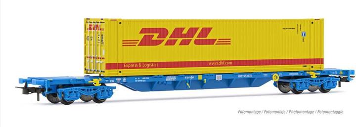 Hornby RENFE MMC wagon porte-conteneurs avec 1x45 DHL, Ep VI (Voie N)