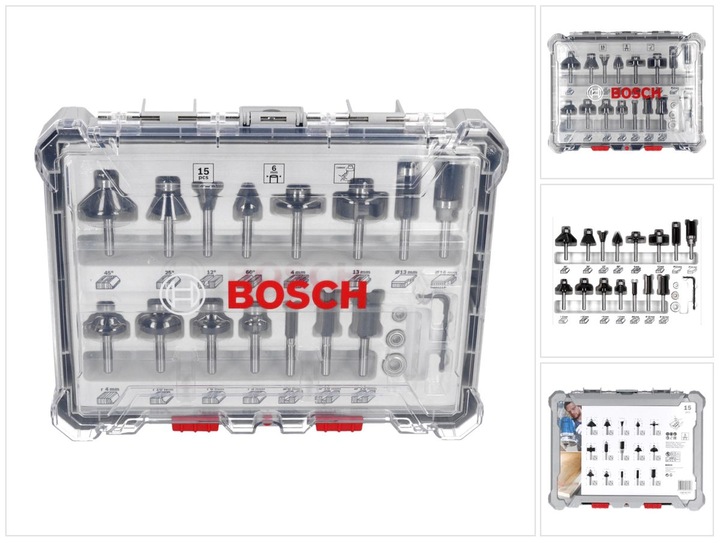 Produktbild Bosch Professional Zubehör 15-teiliges Fräser-Set, 6-mm-Schaft für Handfräsen