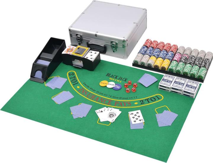 vidaXL Set combiné poker/blackjack avec 600 jetons laser Aluminium