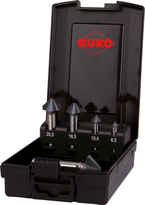 Actual product image Ruko Countersink set 90 ° ULTIMATECUT 4S 6.3-25.0 mm HSS-Co5 RUnaTEC RUnaTEC 5-piece plastic case (6,3, 10.4 mm, 20.5 mm, 16.5 mm, 25.0 millimetres)