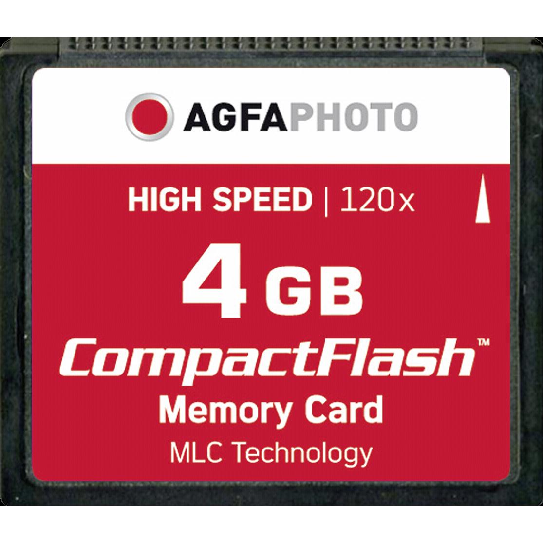 AGFAPHOTO Compact Flash 4GB High Speed 120x MLC (4 GB, CF), Speicherkarte, Schwarz