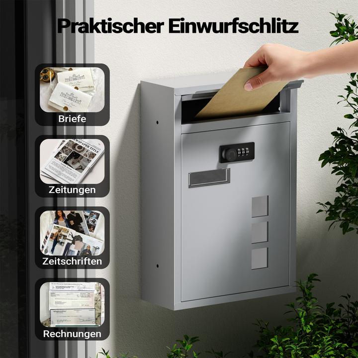 Actual product image Wiltec Wall Mailbox Code Lock Letterbox Postbox Pillar Letter Mail Post Box