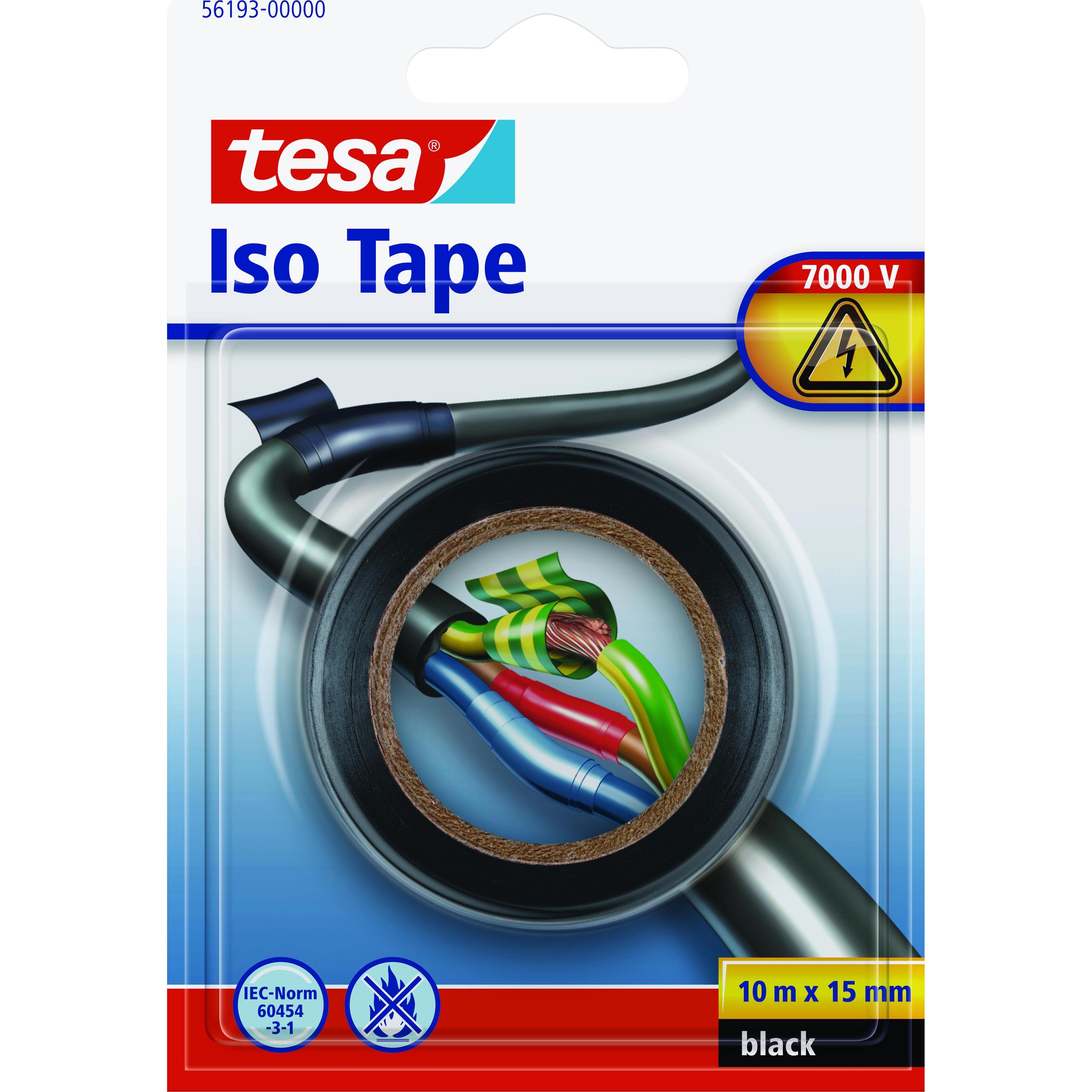 tesa, Klebeband, Elektro Isolierband, hitzebeständiges Klebeband zum Isolieren, Reparieren & Bündeln (15 mm)