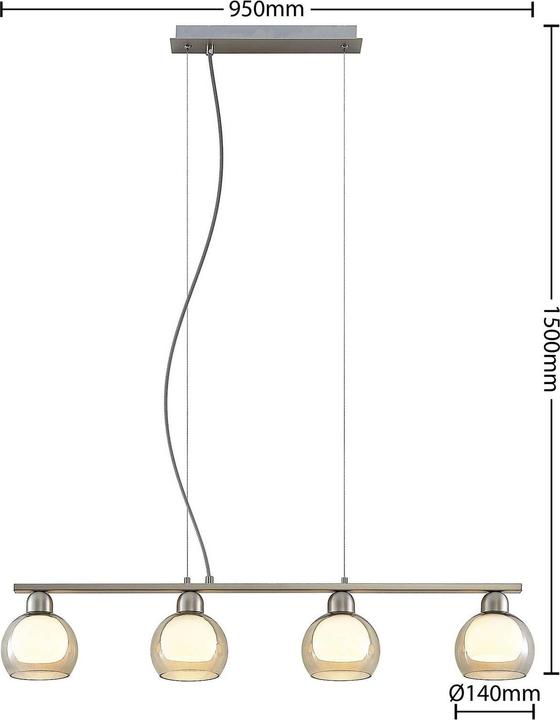 Produktbild Lucande Kaiya 4 Pendelleuchte Nickel (E14)