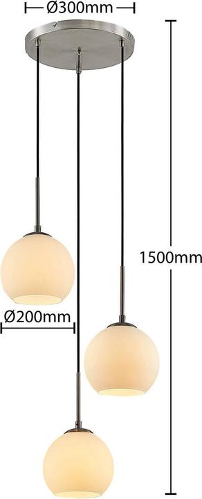 Image du produit Lindby Jurian 3 Lampe à suspension opale/nickel (E27)