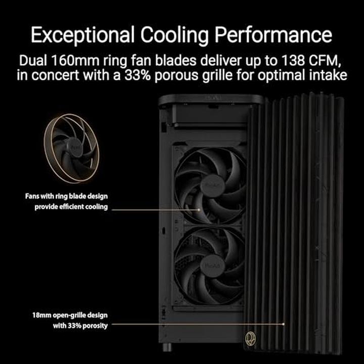 Produktbild ASUS Case PROART PA401 WOOD TG PWM BLACK (ATX)