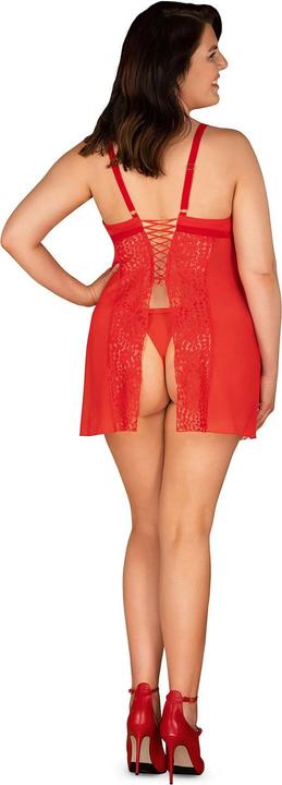 Produktbild Obsessive Babydoll mit Spitze und Rückenschnürung plus String (4XL, 5XL)