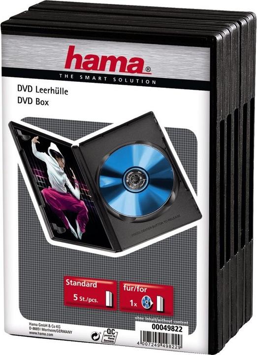 Actual product image Hama DVD Empty Sleeves, 5-pack, Jewel Case Black