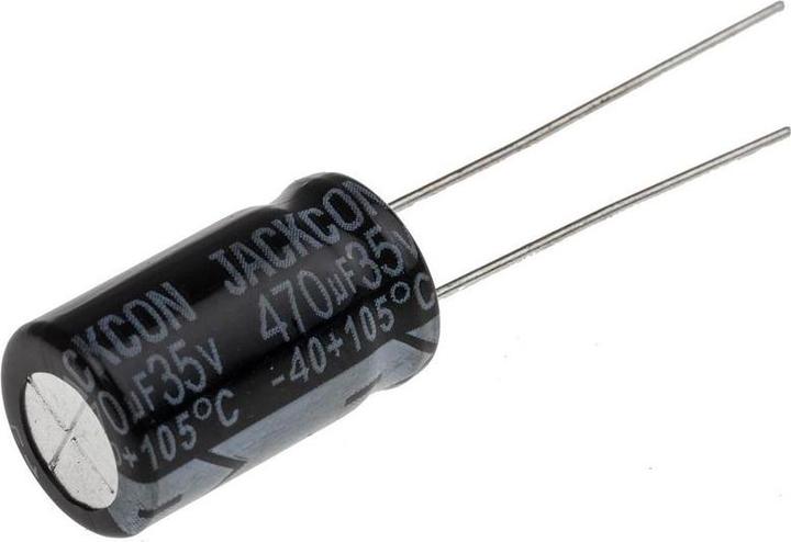 Actual product image RS PRO 470uF Aluminium Electrolytic Capacitor 35V dc, Radial, Through Hole