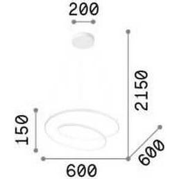 Thumbnail - Ideal lux, Pendelleuchte, OZ LED Pendelleuchte 48W ⌀600mm Weiss warmweiss 253671 (5300 lm)