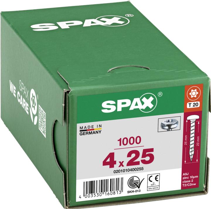 Actual product image Spax Half-Round Head T-Star Plus T20 Fully Threaded Wirox (1000 Screws per piece)