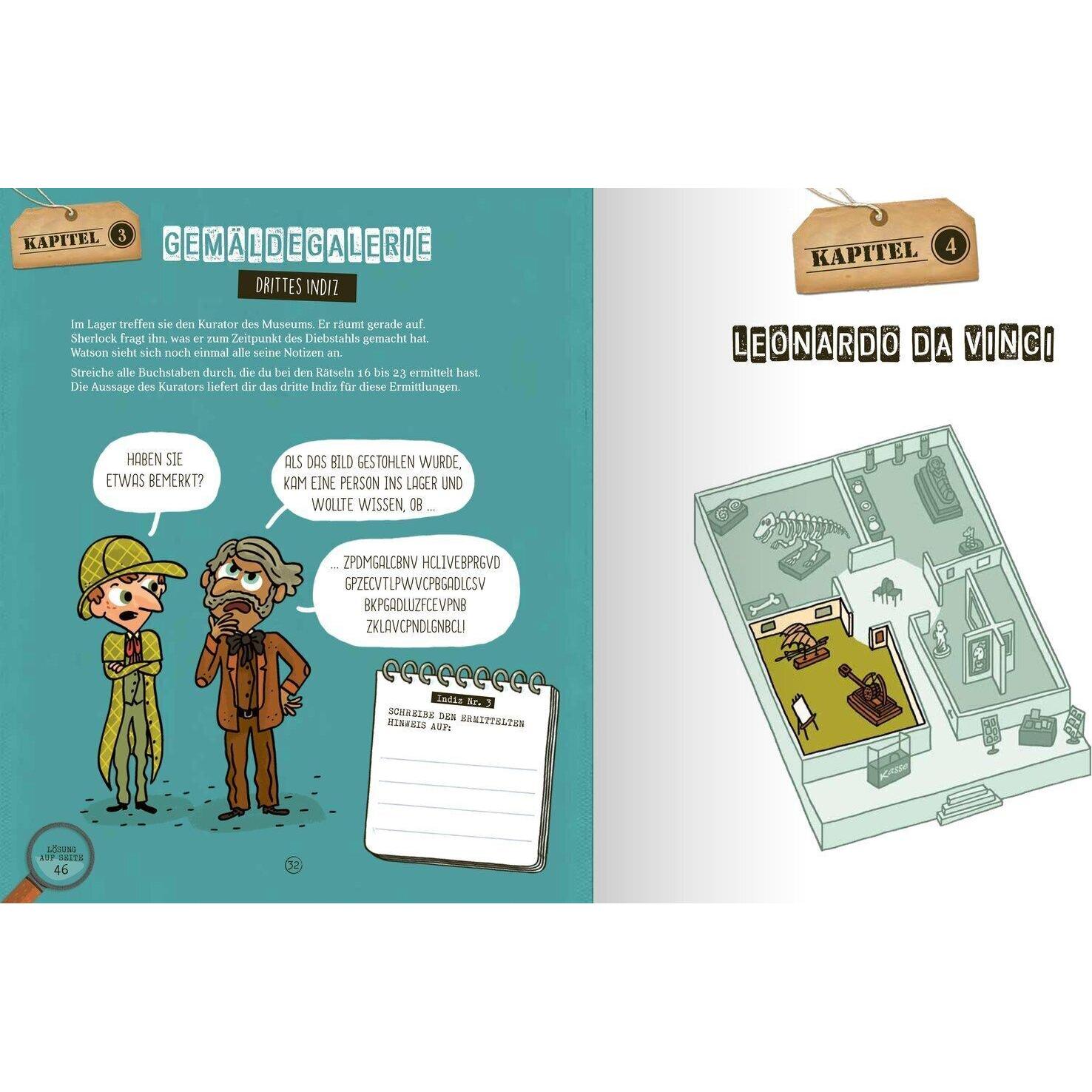 Thumbnail - Sherlock Holmes für Kids - Löse die Fälle Wer hat die Mona, Kinderbücher von Sandra Lebrun, Loïc Méhée, Anja Neudert