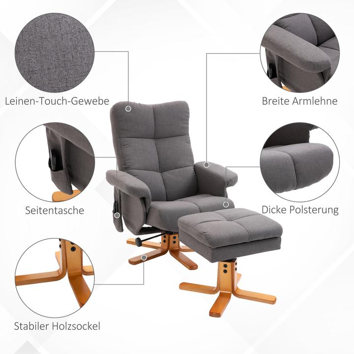 Produktbild Homcom Massagestuhl mit Fusshocker und Stauraum