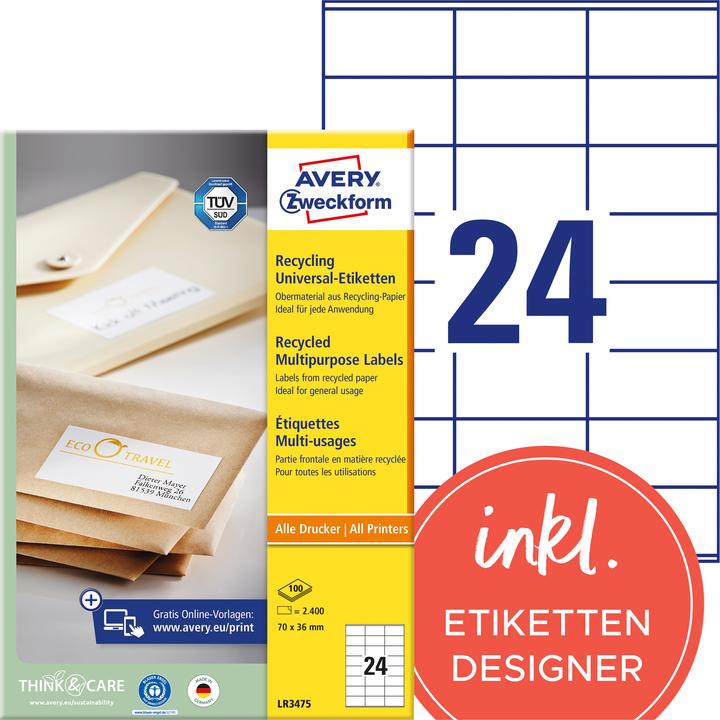 Produktbild Avery Recycling von Universaletiketten