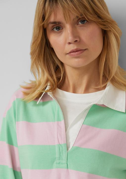 Produktbild s.Oliver Sweatshirt Gestreiftes Baumwoll-Shirt mit Hemdkragen (40)