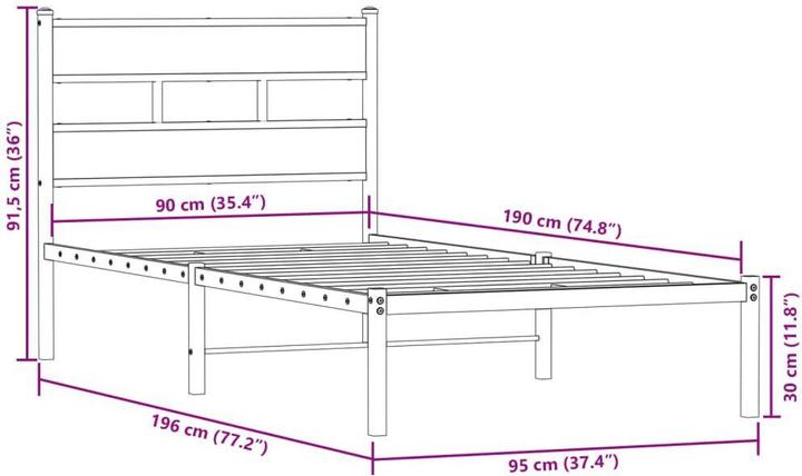 Produktbild vidaXL Bettgestell (90 x 190 cm)