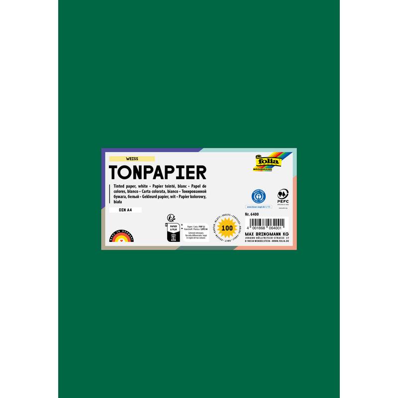 Thumbnail - Folia, Bastelpapier, Tonpapier, DIN A4, 130 g/qm, tannengrn (130 g/m², 100 x)