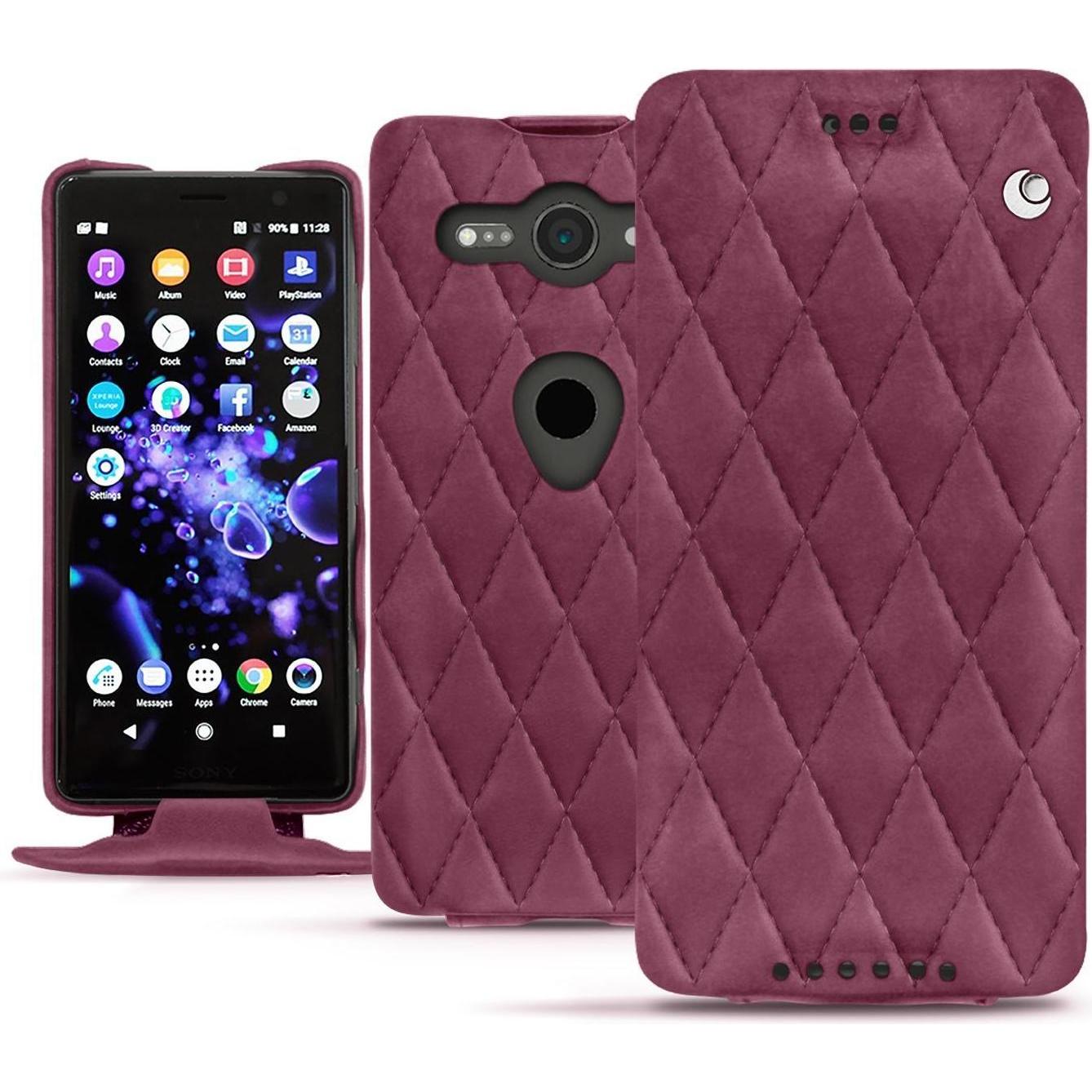 Noreve Lederschutzhülle vertikal (Sony Xperia XZ2 Compact), Smartphone Hülle, Violett
