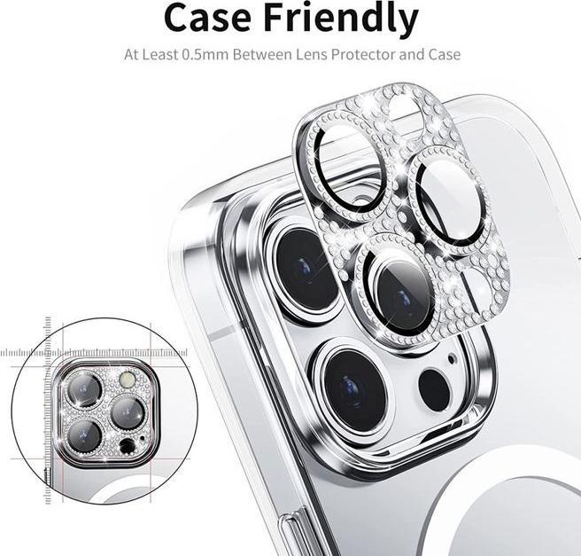 Produktbild Enkay Glasperlen Metall und gehärtetes Glas Kamera Schutz (1 Stk., Apple iPhone 16 Pro, Apple iPhone 16 Pro Max)