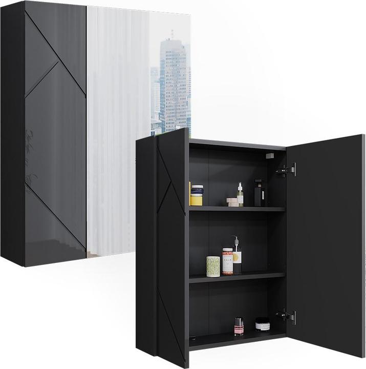 Produktbild Vicco Badspiegelschrank Irma, Anthrazit/Anthrazit Hochglanz/Anthrazit Hochglanz, 60 x 75 cm