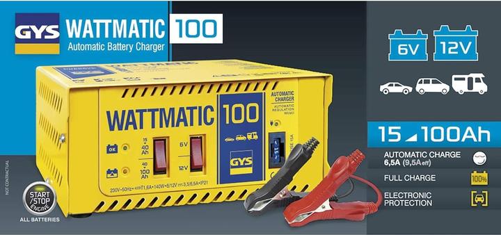 Image du produit GYS Wattmatic 100 024823 Chargeur de voiture 6 V, 12 V 3,5 A 6,5 A (12V, 6V)