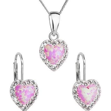 Evolution Group, Schmuck Set, Jewelry heart set 39161.1 & light rose s.opal, Rosa
