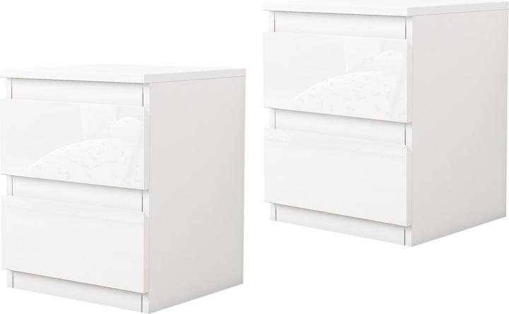HTI-Living Nachtschrank Kenji Hochglanz Weiss 2er-Set (33 x 32 x 41 cm)