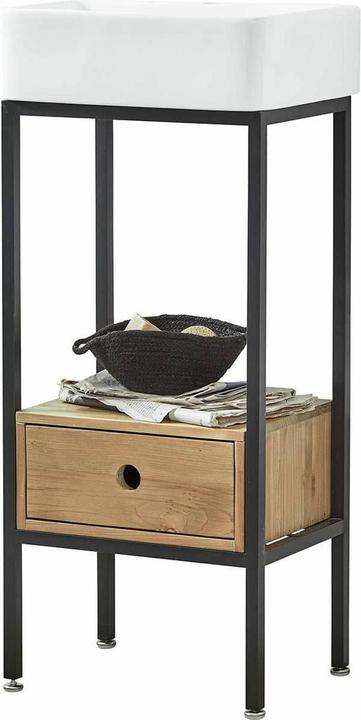 Loberon Washbasin Maeva black/white/brown