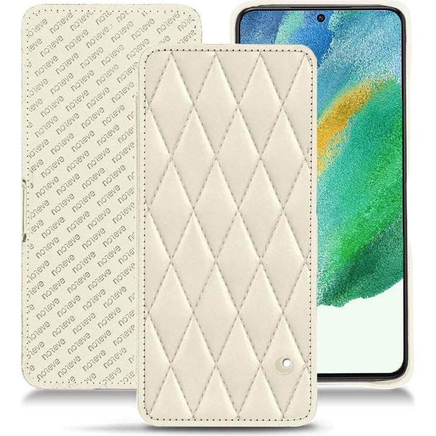 Noreve Lederschutzhülle Samsung Galaxy S21 FE (Samsung Galaxy S21 FE), Smartphone Hülle, Weiss