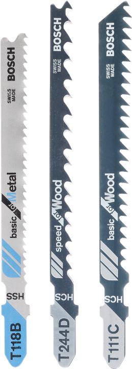 Bosch Zubehör Jeu de 3 lames de scie sauteuse à queue en T T 111 C T 244 D T 118 B
