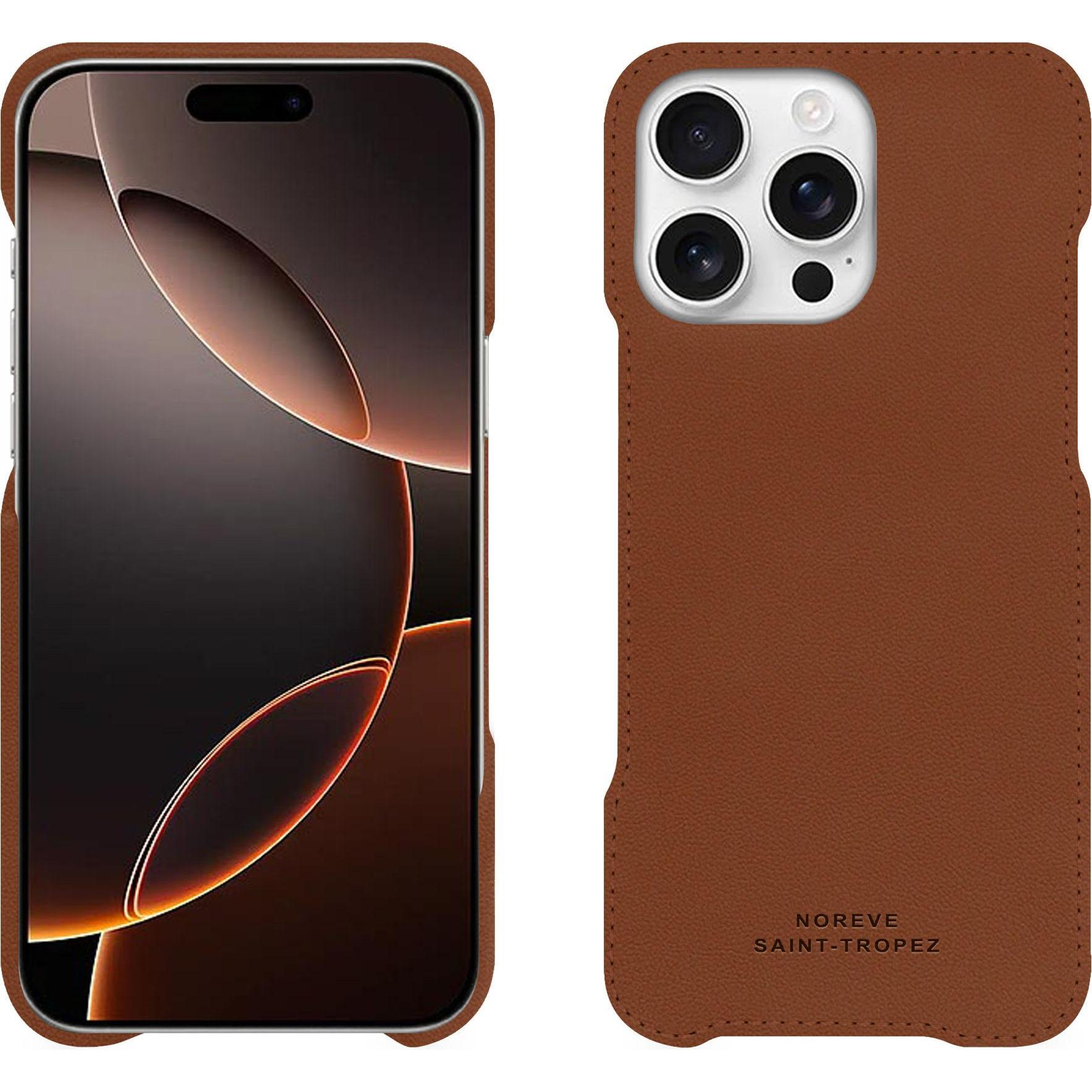 Noreve Lederschutzhülle (Apple iPhone 16 Pro), Smartphone Hülle, Braun