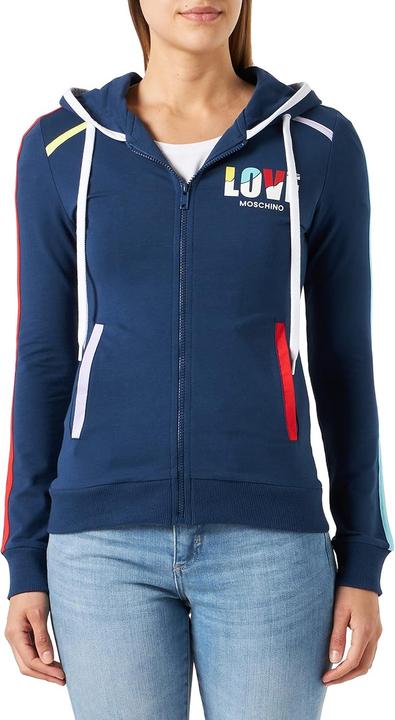 Image du produit Love Moschino Sweat à capuche avec fermeture éclair et impression multicolore (40)