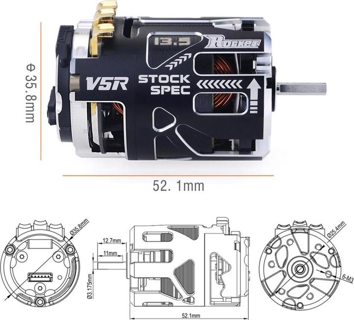 Image du produit Surpass Hobby Surpass Rocket Stock 540-V5R sensored motor 13.5 Turns