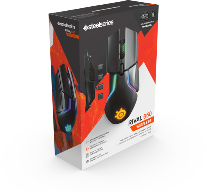 Produktbild SteelSeries Rival 650 (Kabellos, Kabelgebunden)