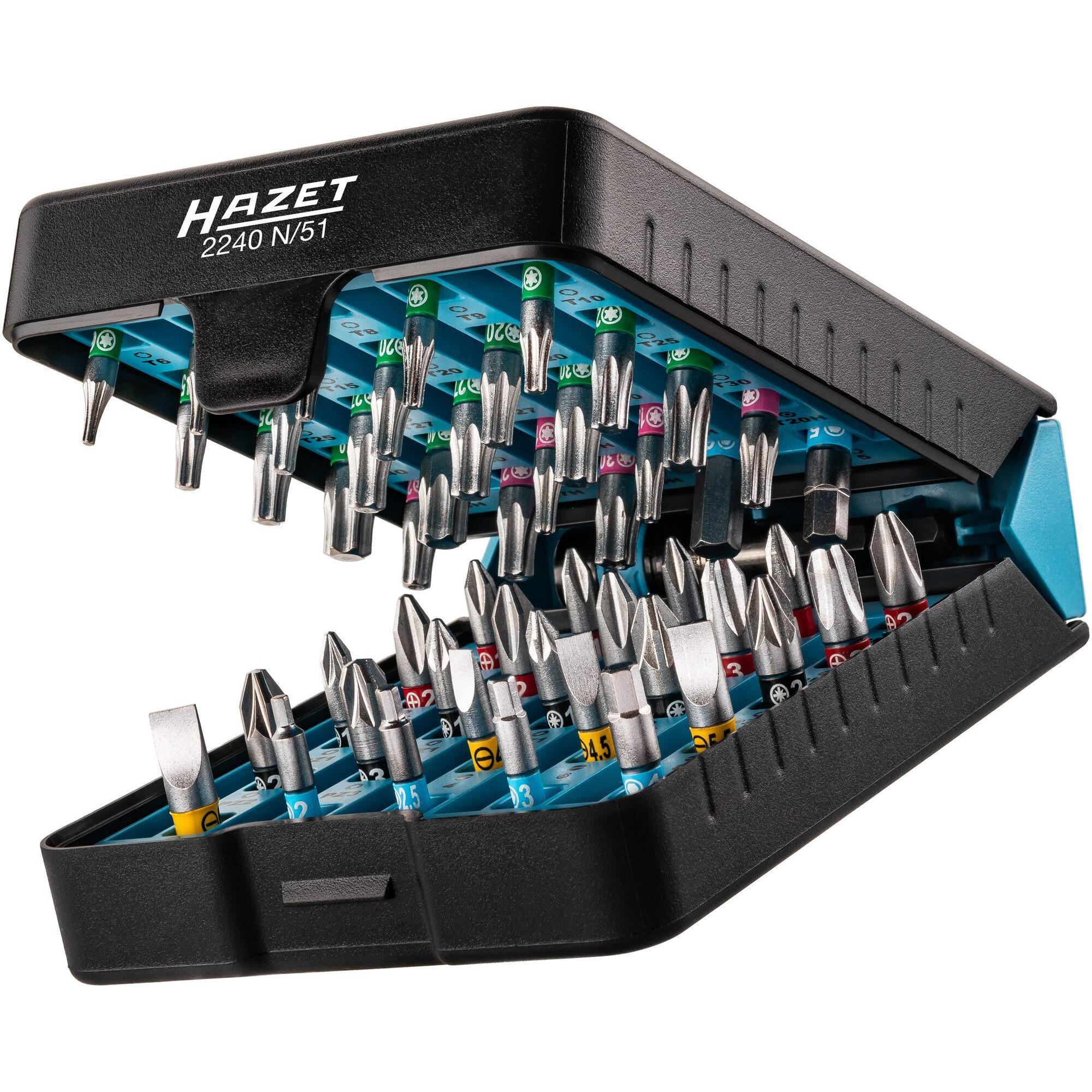 Thumbnail - HAZET, Bits, Bit Satz 2240N/51 ∙ Sechskant6,3 (1/4 Zoll) ∙ Pozidriv Profil PZ, Kreuzschlitz Profil PH, Tam… (C 6.3)