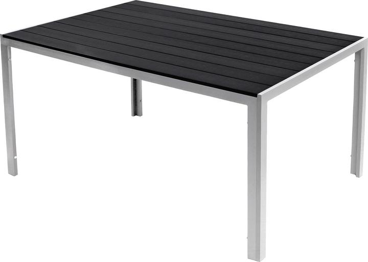 Actual product image Mojawo 7pcs Garden Furniture Set Alu Non-Wood 180x90x74cm + 6 Folding Chairs Silver/Black (180 cm)