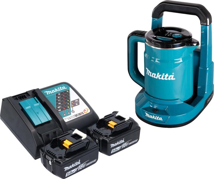 Immagine prodotto Makita Bollitore a batteria DKT 360 RT2 36 V ( 2x 18 V ) 0,8 L + 2x batteria ricaricabile 5,0 Ah + (0.80 l)